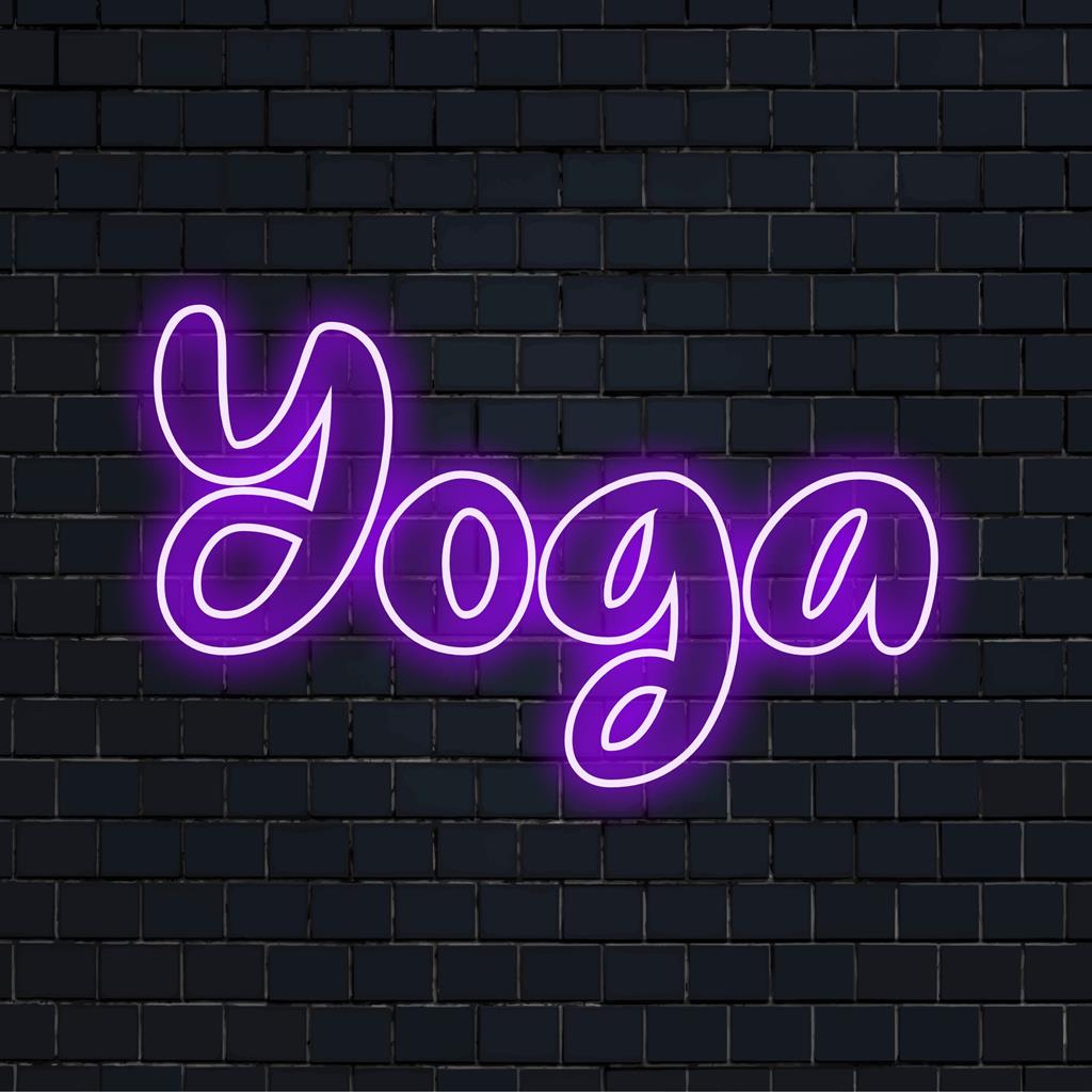 Stralende LED Yoga Neonreclame; perfect als neon wanddecoratie voor serene ruimtes. Aangepast LED-ontwerp met een rustgevend yogamotief.
