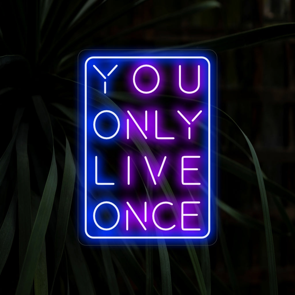 "You Only Live Once Neon Sign" straalt een levendige en zorgeloze gloed uit en creëert een sfeer die de vreugde van het leven ten volle leven viert in uw ruimte.