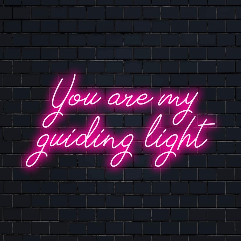 Levendig, op maat gemaakt LED-neonbord met de tekst You Are My Guiding Light, perfect als vrolijke neonmuurkunst.