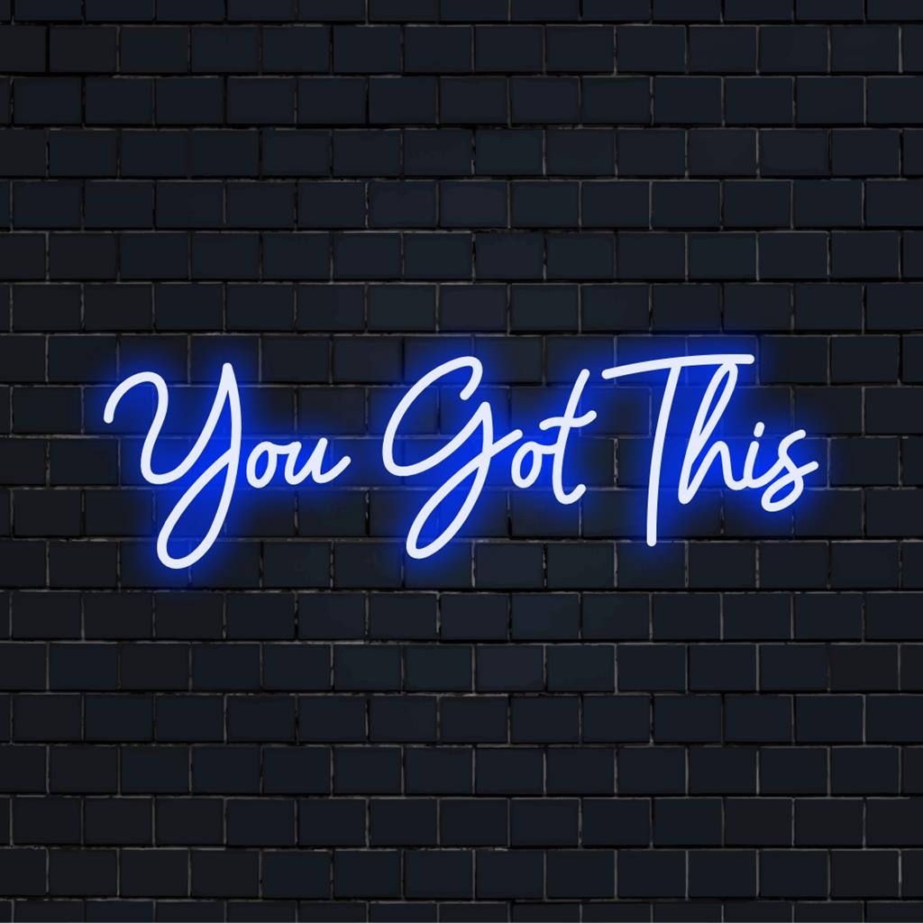 Aangepast LED-neonbord met de motiverende tekst 'You Got This', perfect als neonmuurkunst ter inspiratie en decoratie.