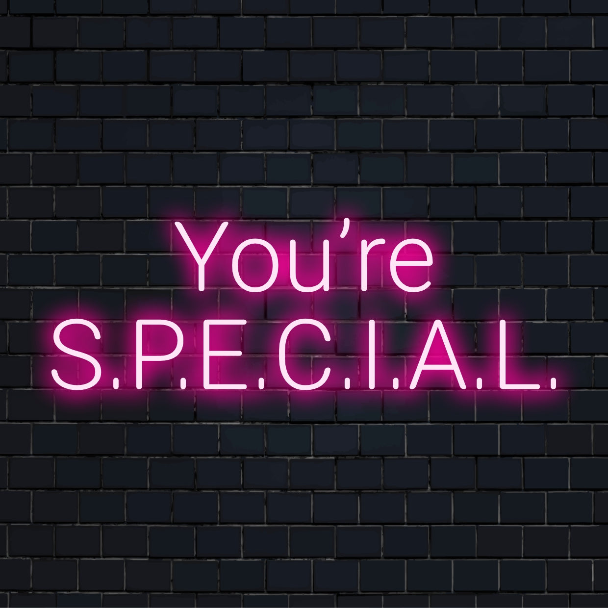 Op maat gemaakt LED-neonbord in zachtroze letters met de tekst 'You're Special', perfect voor gepersonaliseerde neondecoraties en neonkunst als cadeau.