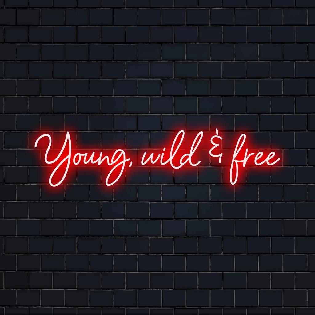 Levendig Young, Wild Free LED-neonbord, perfecte neonmuurkunst en statement decoratie voor het opfleuren van elke ruimte.