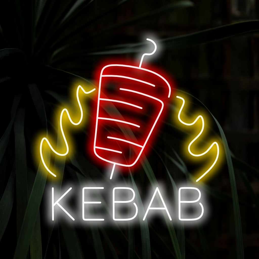 Levendig en opvallend LED-neonbord met een leuk kebabontwerp, ideaal voor unieke wandkunst of op maat gemaakte lichtdecoratie.