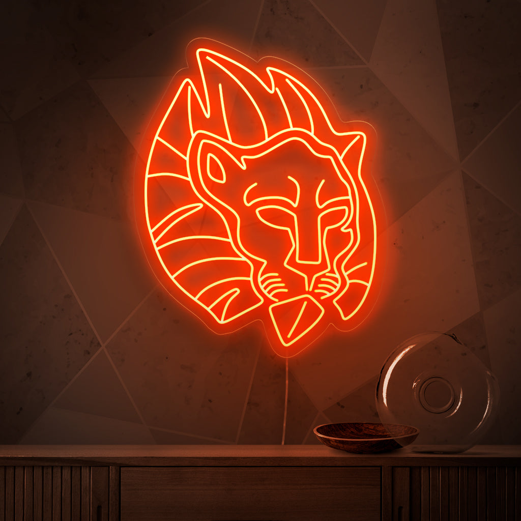 Het neonbord met leeuwen is een majestueuze toevoeging aan een decoratie met dieren in het wildthema. Het straalt kracht uit en verspreidt een betoverend licht.