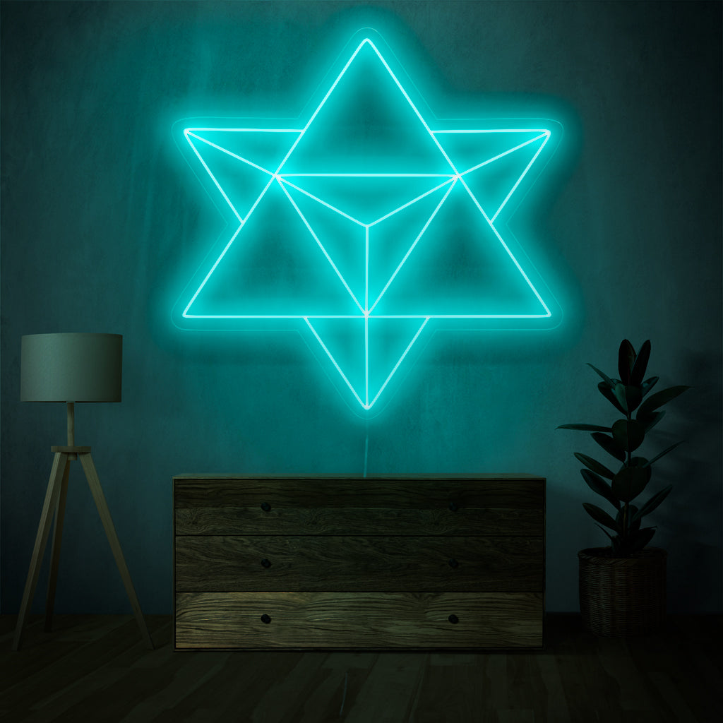 Het neonlicht van Merkaba is een prachtige toevoeging aan een spiritueel getinte inrichting. Het straalt een gevoel van goddelijke energie uit en verspreidt een betoverend licht.