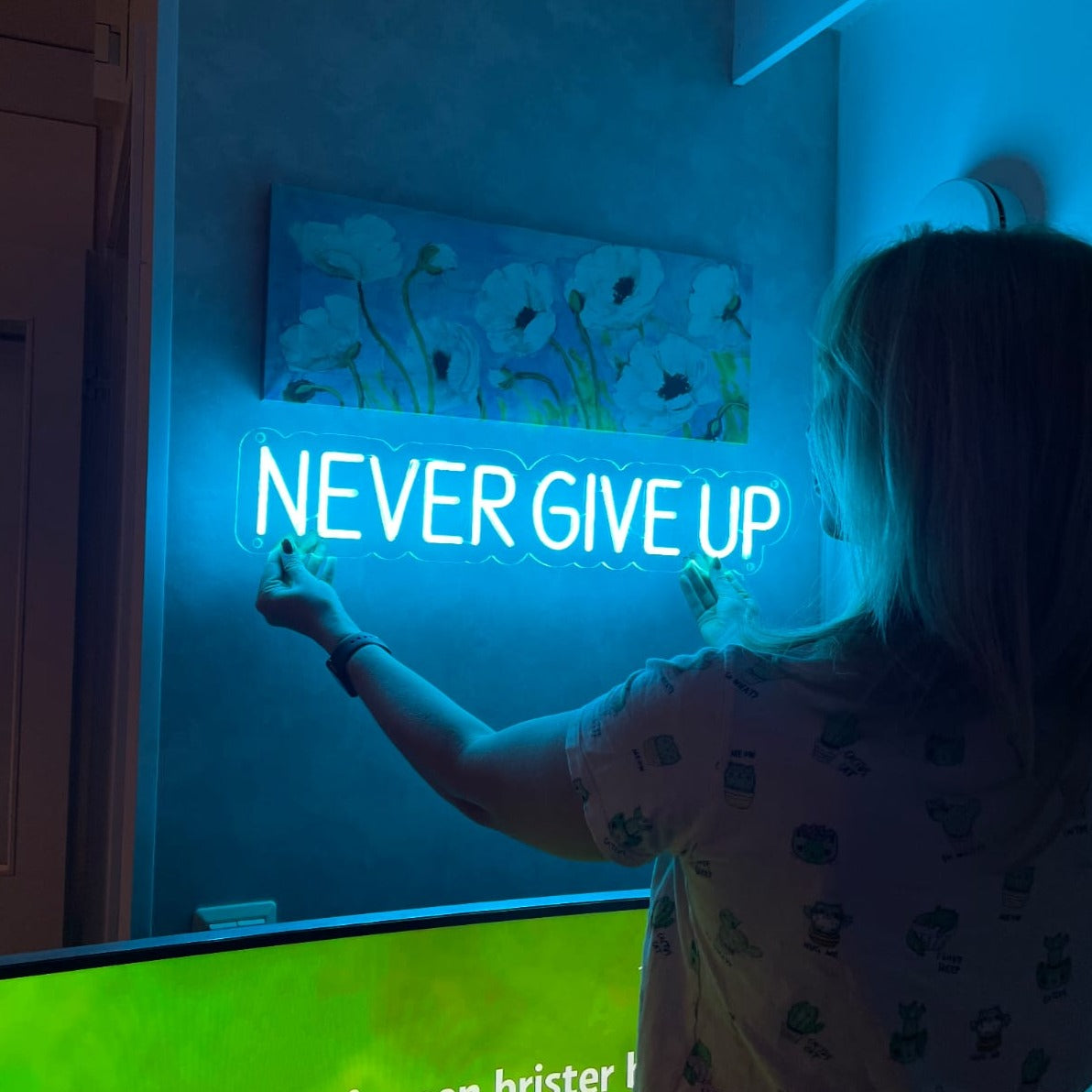 Neonbord Never Give Up - The Art Neon