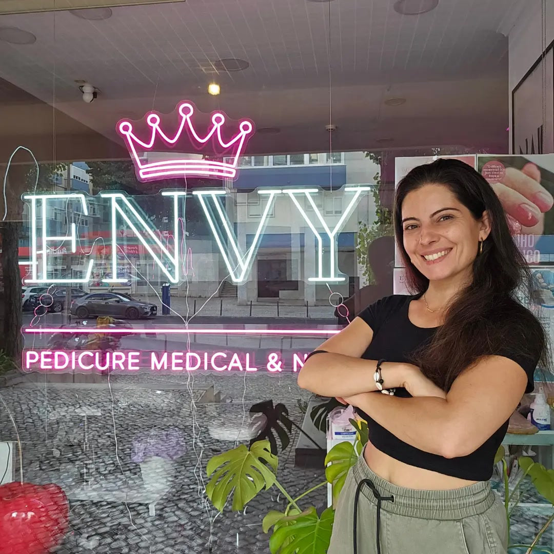 Custom LED neon sign in a nail and pedicure salon