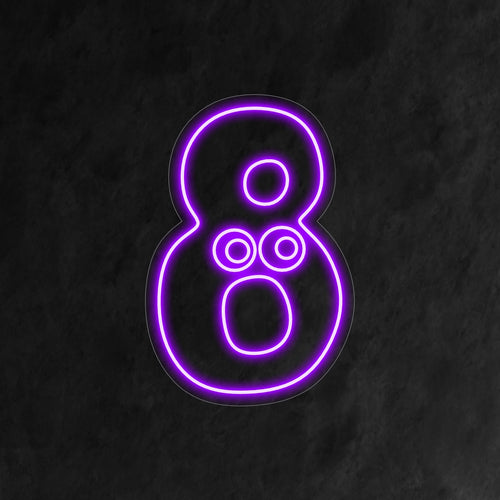"8th Birthday Neon Sign" straalt jeugdige vreugde uit, met een levendig cijfer '8' in een speels design. Verlicht de viering van de 8e verjaardag van een kind met deze charmante en levendige neonlamp.