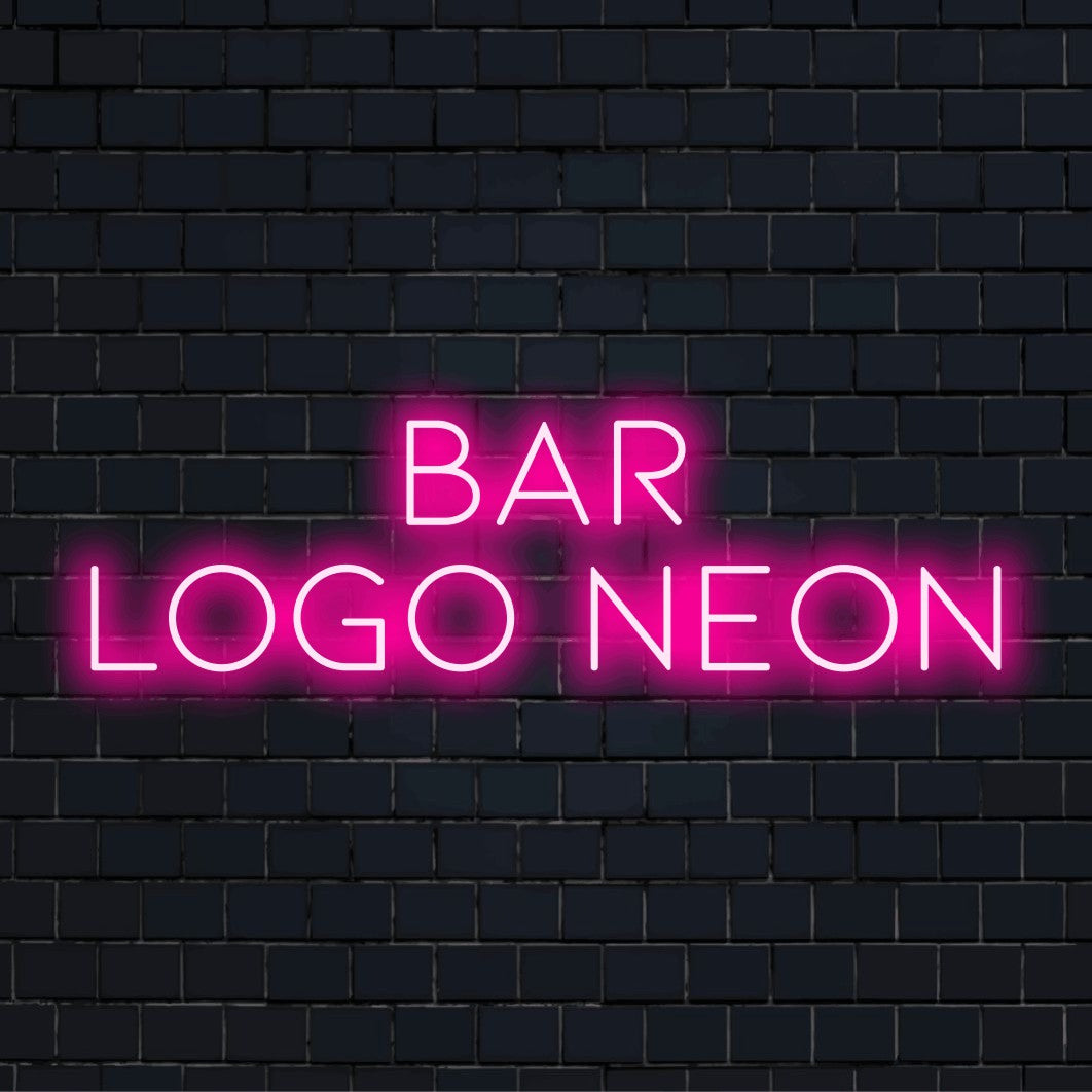 Custom LED neon logo sign with text "Bar Logo Neon"