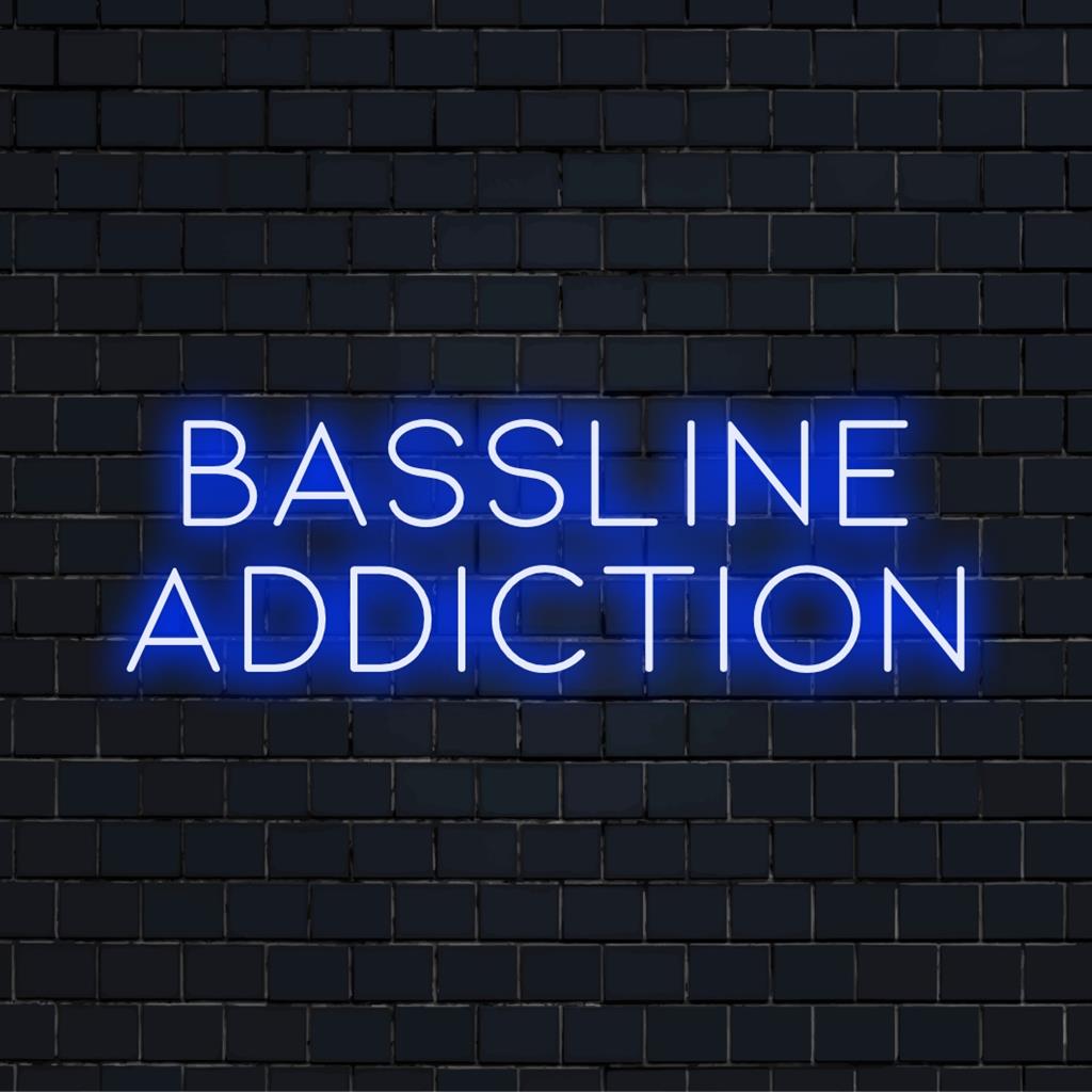Modern LED-neonbord voor basgitaarliefhebbers, met dynamische lijnen en levendige gloed, perfect voor een stijlvolle muziekgerelateerde inrichting.