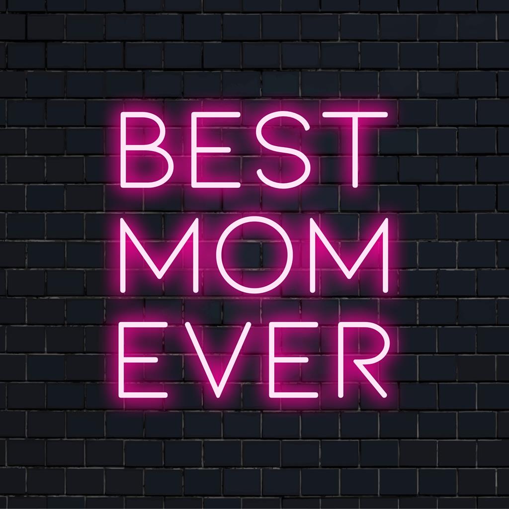 Gepersonaliseerde LED-neonreclame met de tekst 'Beste Moeder Ooit' in een felle, stijlvolle tekst. Ideaal voor gepersonaliseerde neondecoraties!