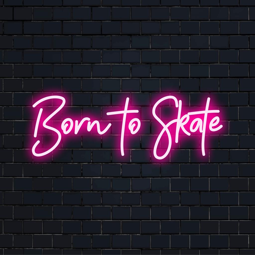 Speciaal LED-neonbord met opvallende letters 'Born To Skate'; ideaal voor skateliefhebbers. Fleurt elke muur op.