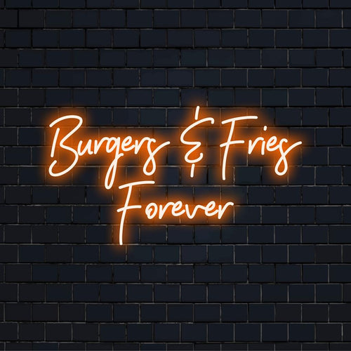 Stijlvol neonbord met een hamburger- en frietontwerp, perfect voor een unieke decoratie ��� op maat gemaakte LED-neonlichtkunst op zijn best.