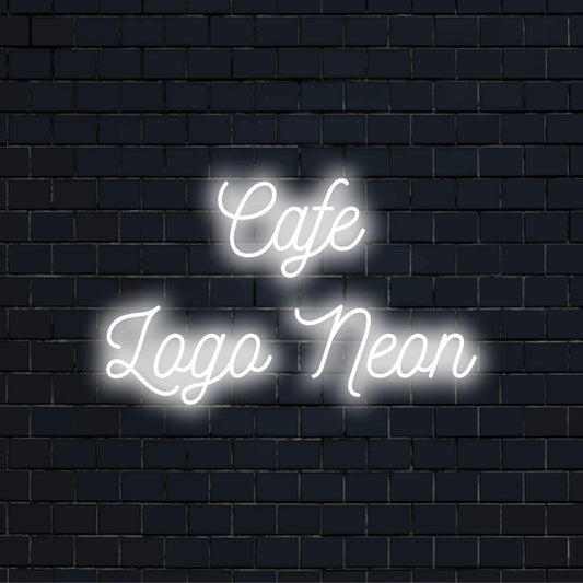 Custom LED neon logo sign with text "Cafe Logo Neon"