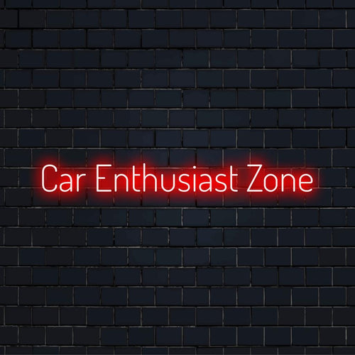 Neonreclame voor autoliefhebbers met een levendig Car Enthusiast Zone-ontwerp, perfect voor aangepaste LED-decoraties.