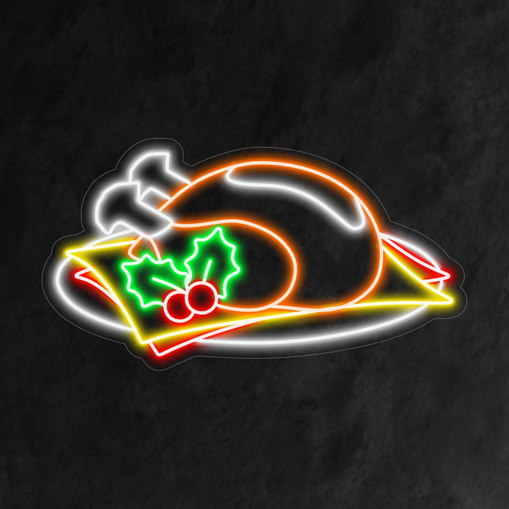 "Neonreclame met kip" - Een opvallend en smaakvol neonlicht met het karakteristieke silhouet van een kip. Hiermee geeft u uw ruimte culinaire charme en een spetterende sfeer.