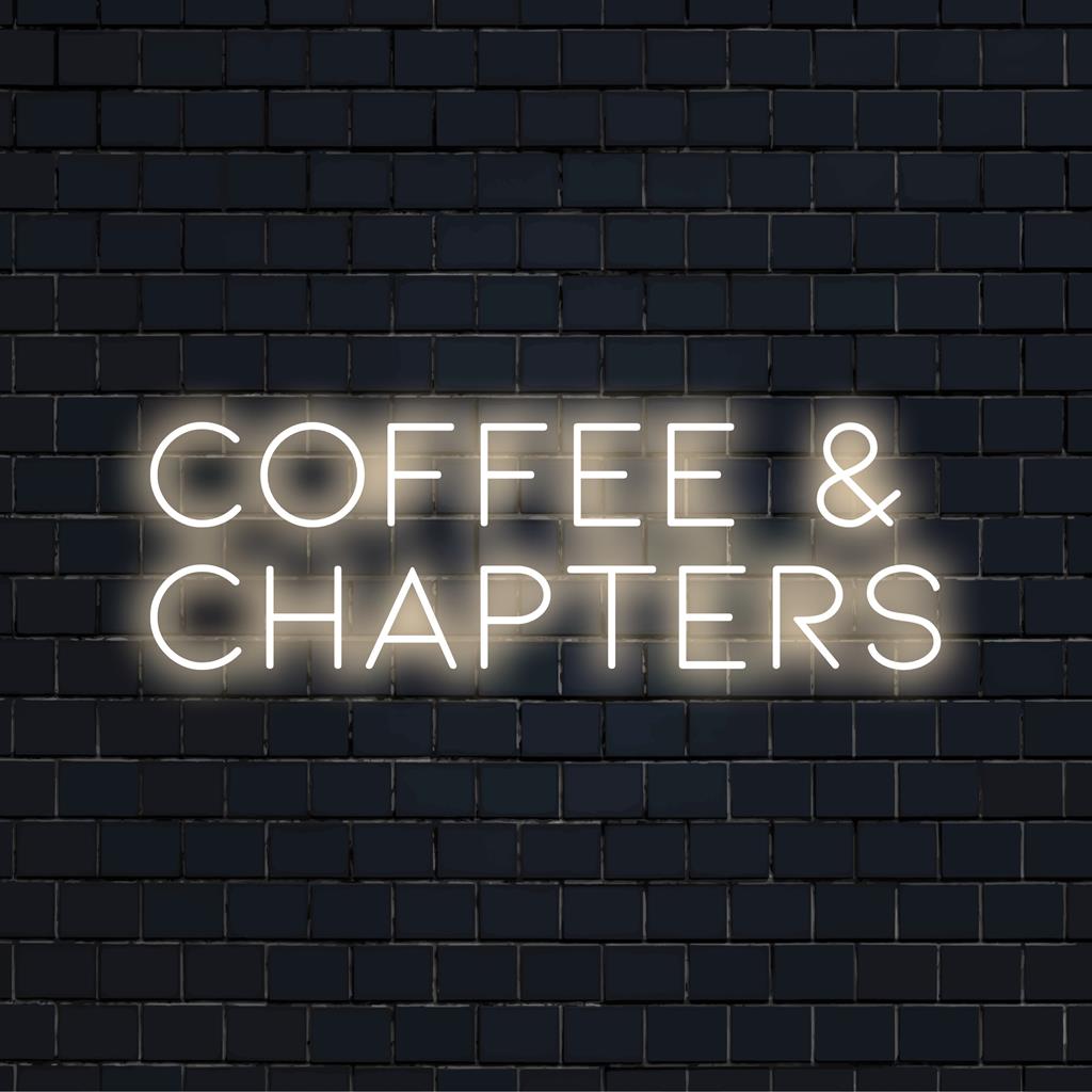 LED-neonreclame met Coffee And Chapters, perfect voor gezellige leeshoekjes en koffieliefhebbers. Aangepaste neonverlichting.