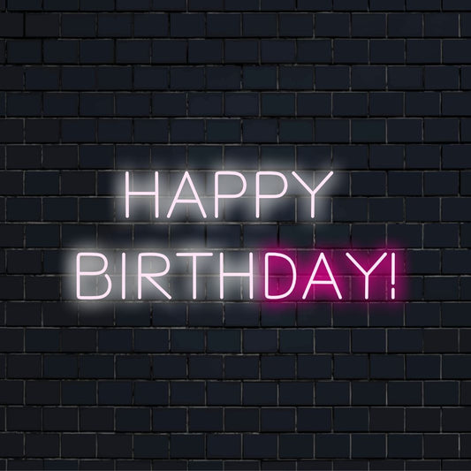 "Kleurrijk Happy Birthday Neonbord" is een levendige en levendige toevoeging aan uw feestelijke interieur. Een neonlicht dat vreugde en opwinding uitstraalt voor verjaardagen.
