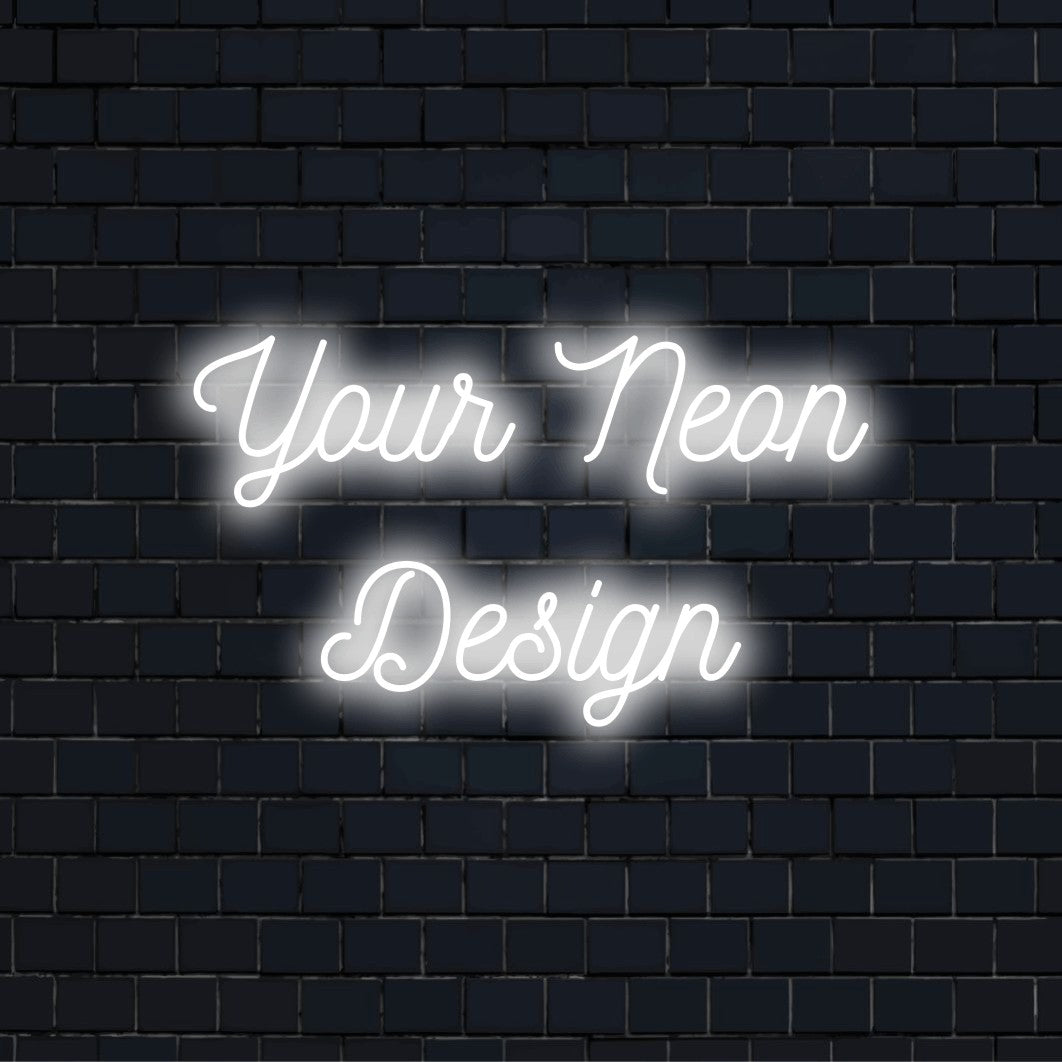Custom LED neon text sign reading "Your Neon Design"