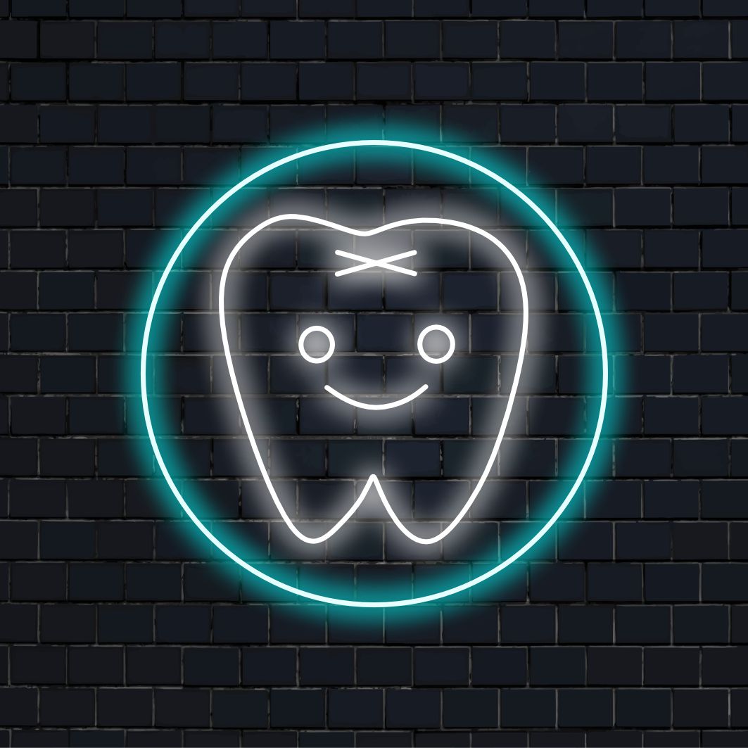 "Cute Tooth Neon Sign" lights up with a neon glow, infusing your dental clinique space with a playful and friendly ambience, ideal for creating a welcoming atmosphere for kids.