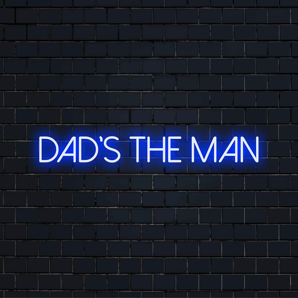 Het lichtgevende neonbord 'Dad's The Man' is perfect voor een gepersonaliseerde decoratie; de ​​ideale combinatie van een aangepast LED-ontwerp en levendige lichtkunst.
