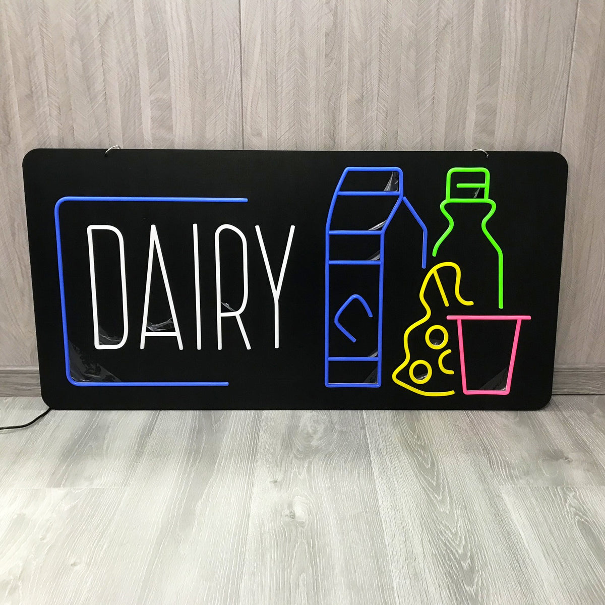LED-neonreclame voor zuivelproducten