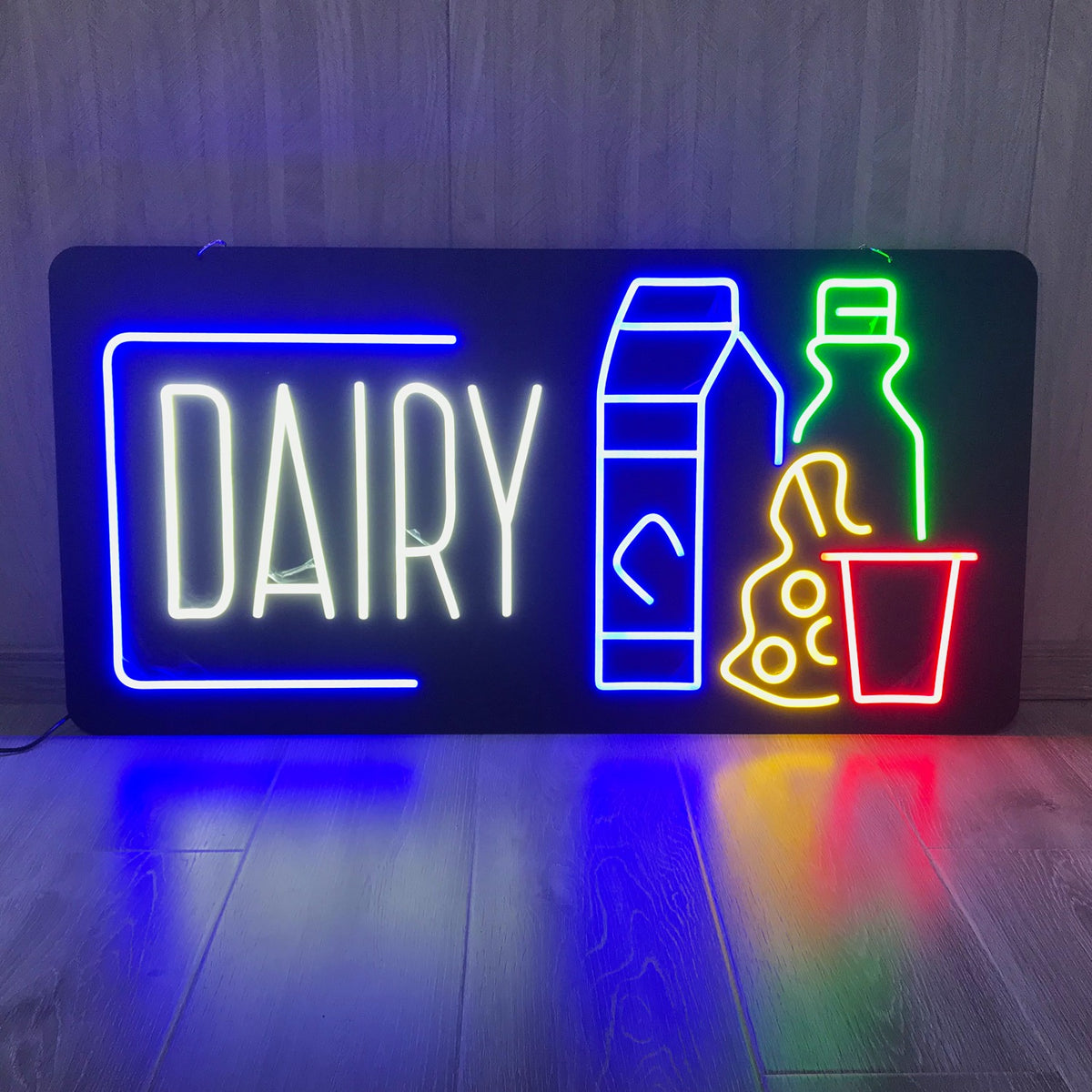 LED-neonreclame voor zuivelproducten