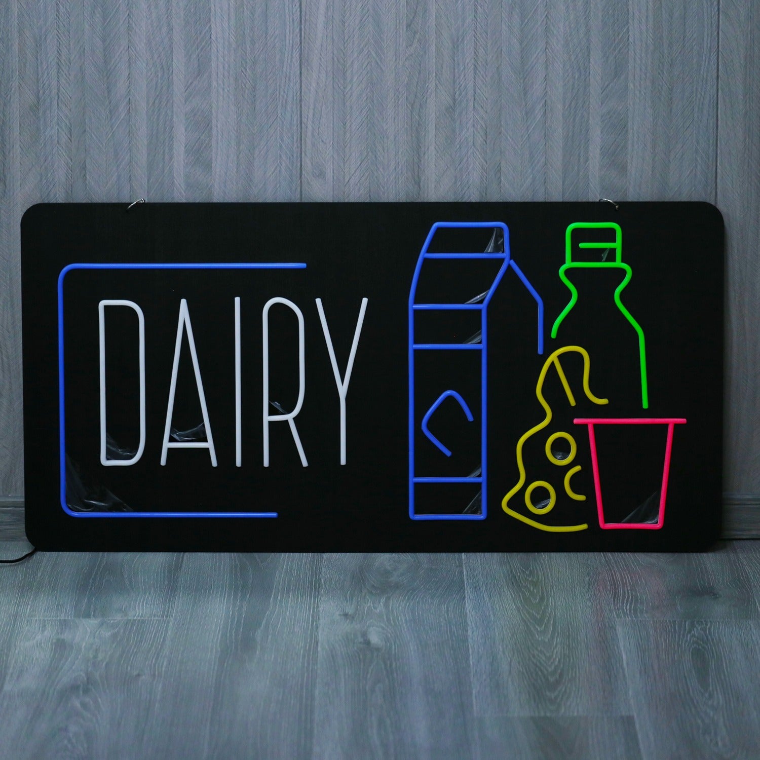 LED-neonreclame voor zuivelproducten