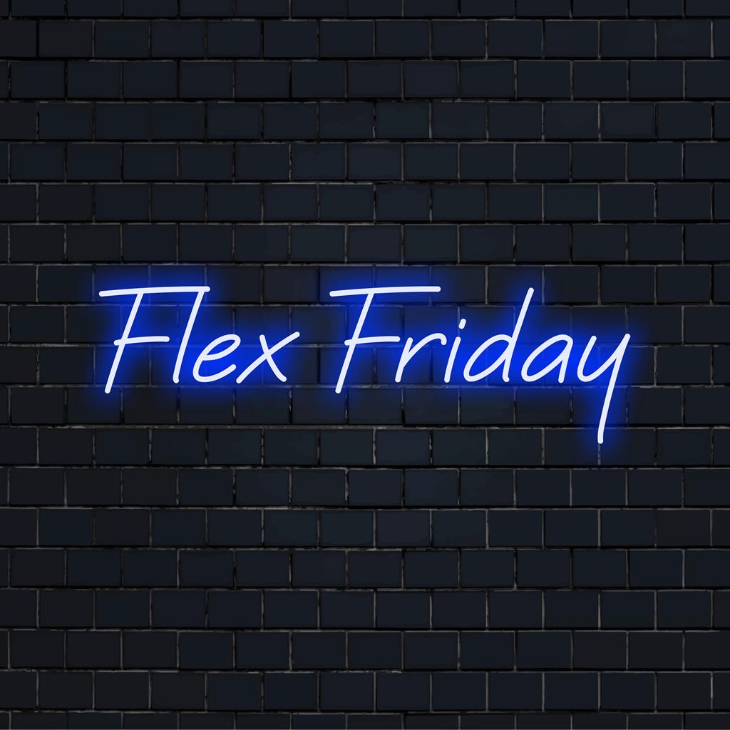 Kleurrijk Flex Friday LED-neonbord; perfect voor unieke neonkunst aan de muur of moderne, op maat gemaakte LED-decoratie die elke ruimte verfraait.