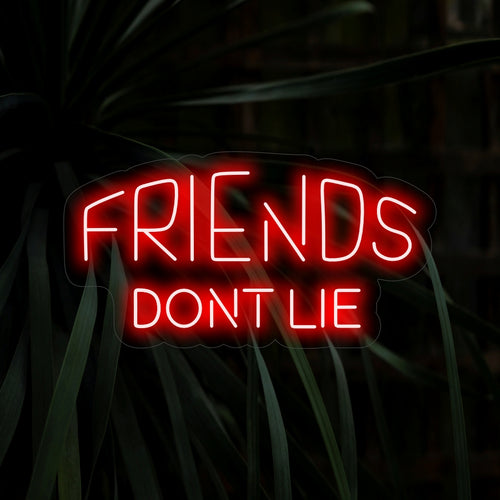 "Friends Don't Lie Neon Sign" - Straalt de warmte van vriendschap uit, perfect voor woonruimtes en ontmoetingsplekken, en viert de authenticiteit van echte vrienden.