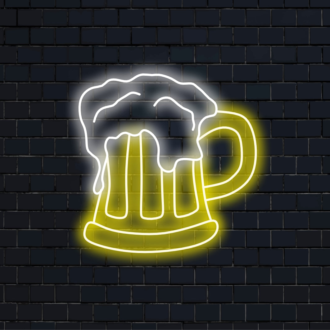 "Frothy Beer Neon Sign" - Bruisend van de pubsfeer, perfect voor bars en brouwerijen, ter ere van de vreugde van een koud, schuimend biertje.