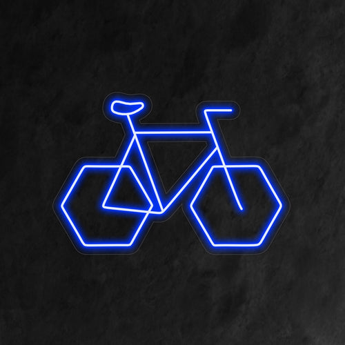 "Geometrisch fietsneonbord" - Trappen met een moderne flair, perfect voor fietsenwinkels en fietsliefhebbers, waarbij de combinatie van geometrie en liefde voor fietsen wordt vastgelegd.