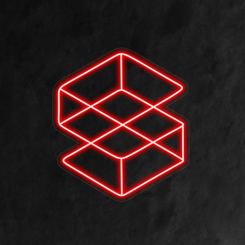 "Neonreclame met geometrische vormen" - Verlicht met abstracte verfijning, perfect voor moderne ruimtes en kunststudio's, omarmt de eenvoud en elegantie van geometrische vormen.