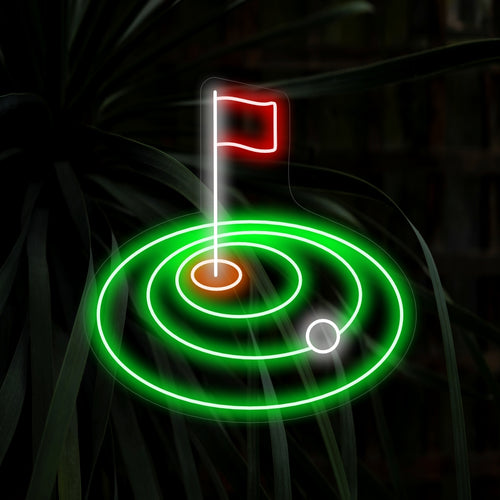 "Golf Hole Neon Sign" - Radiating with the spirit of the game, perfect for golf-themed spaces and sports bars, celebrating the love of golf and the thrill of the perfect hole.