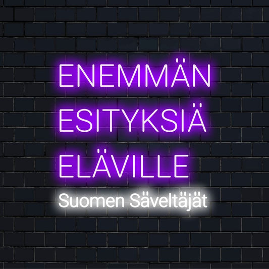 Suomen Säveltäjät ry – räätälöity LED-neonkyltti (akryylilaatikko)