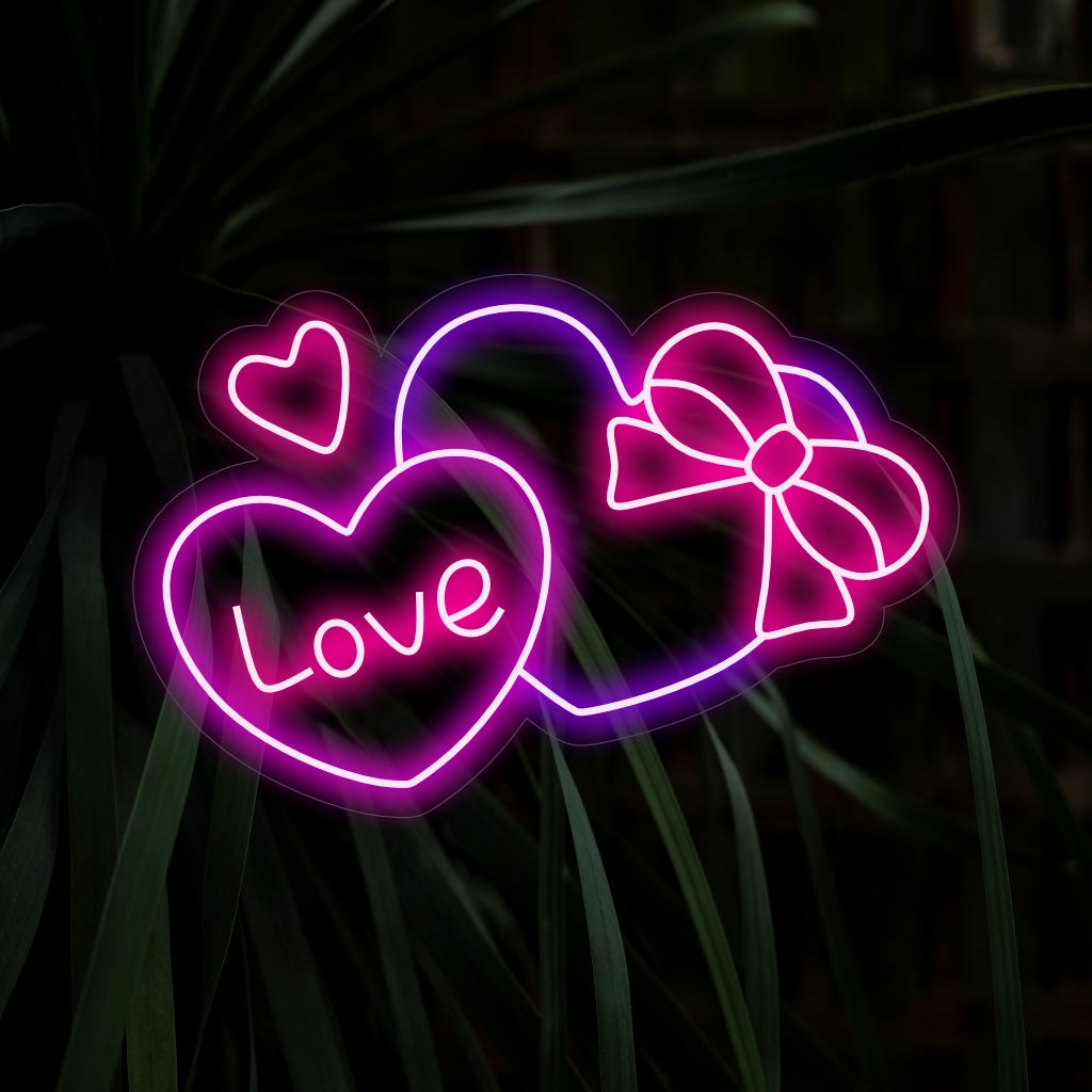 "Neonreclame in de vorm van een hartvormig geschenkdoosje" - Straalt liefde en verrassing uit, perfect voor souvenirwinkels, romantische gelegenheden of elke ruimte die gevoelens van warmte en genegenheid wil overbrengen.