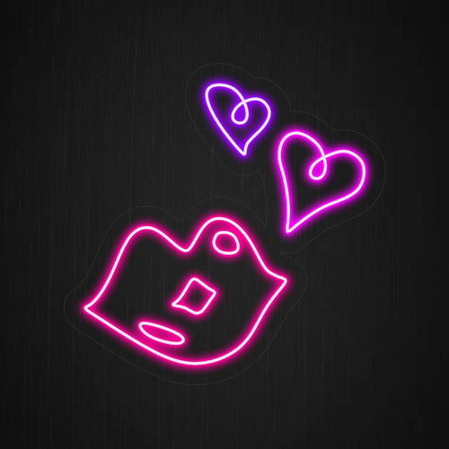 "Hearts and Sexy Lips Neon Sign" - Combining passion with a hint of sensuality, perfect for nightclubs, adult entertainment venues, or any space that aims to create a captivating and provocative atmosphere.