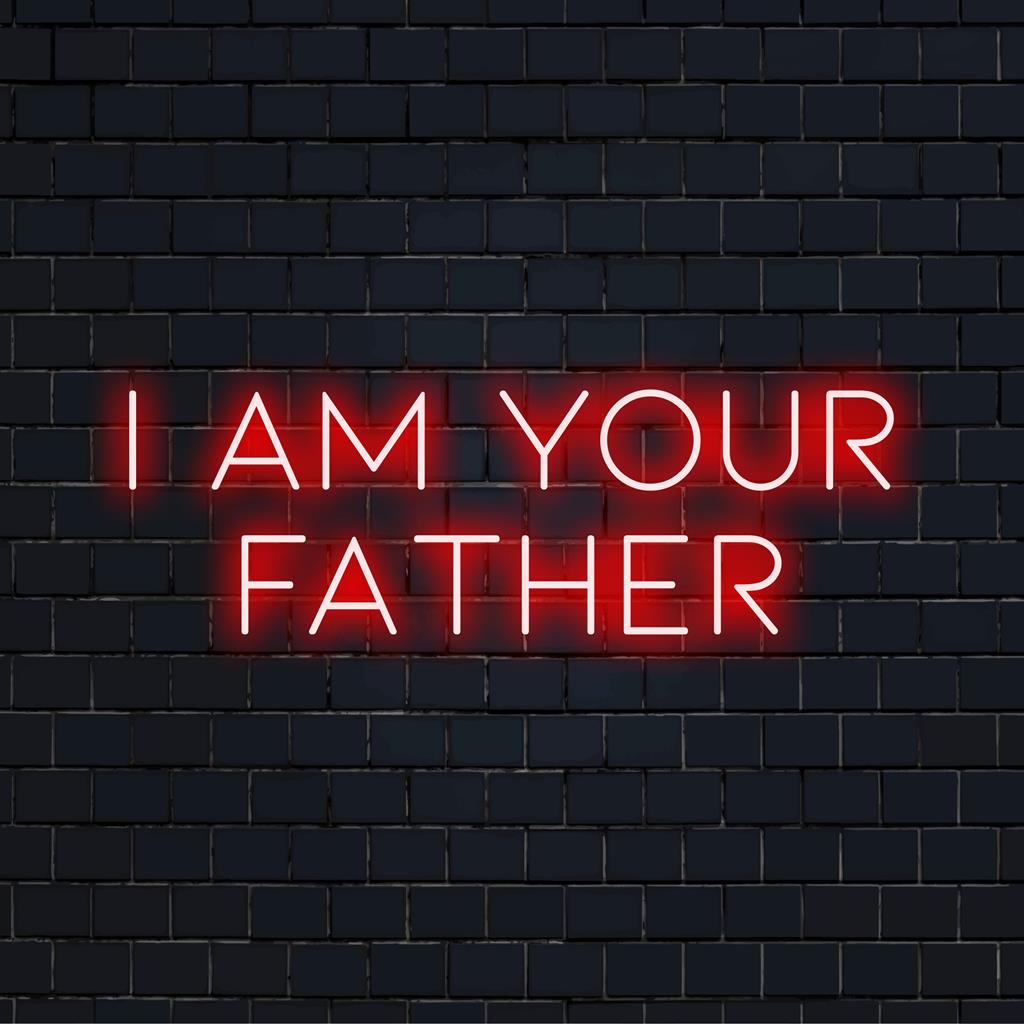 LED-neonreclame met de tekst 'Ik ben je vader'. Perfect voor gepersonaliseerde neoncitaten en kamerdecoratie.