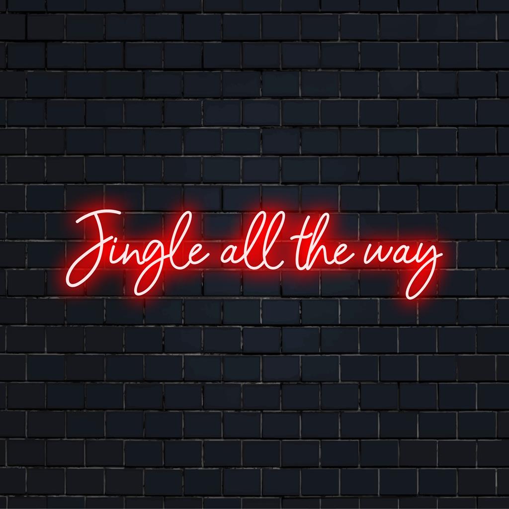 Jingle All The Way LED Neon: Felle en feestelijke neon wanddecoratie voor de feestdagen, perfecte verlichting op maat voor festiviteiten.
