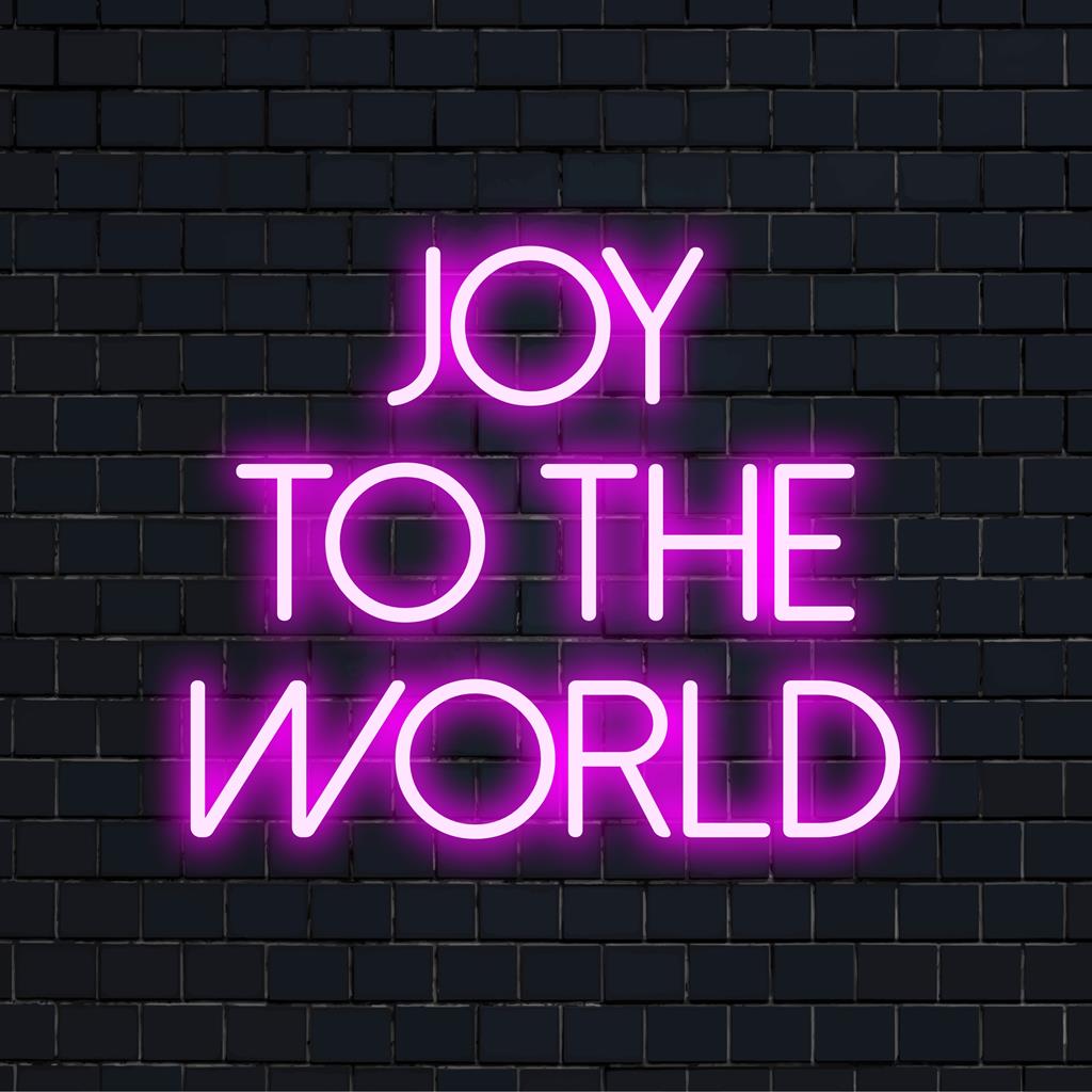 LED-neonreclame met de stralende slogan 'Joy To The World', perfect als vrolijke huisdecoratie, die vrolijkheid en elegantie uitstraalt.