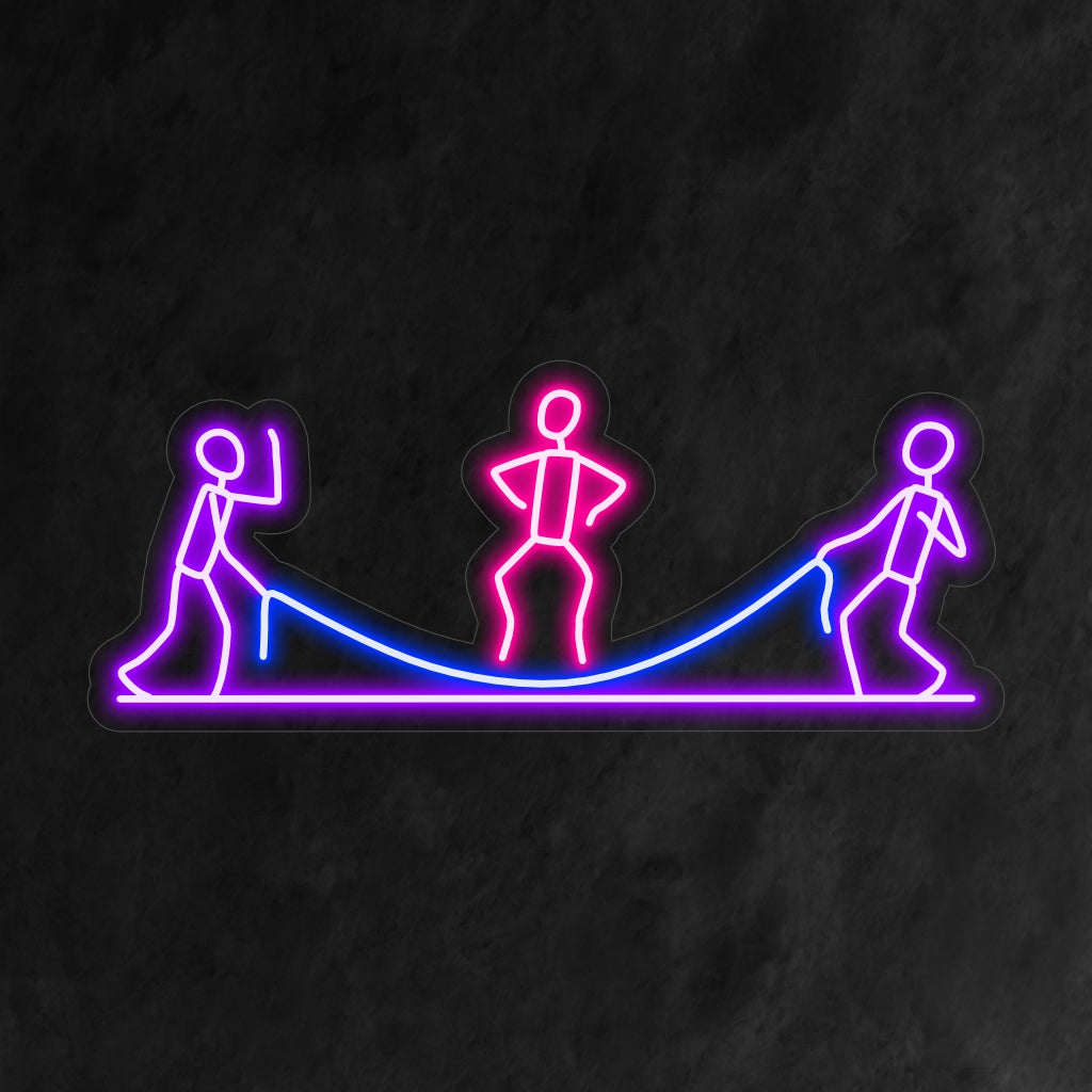 "Jumping Rope Neon Sign" is een dynamische en fitness-geïnspireerde toevoeging aan je interieur. Een neonlamp die de energieke beweging van touwtjespringen uitbeeldt.
