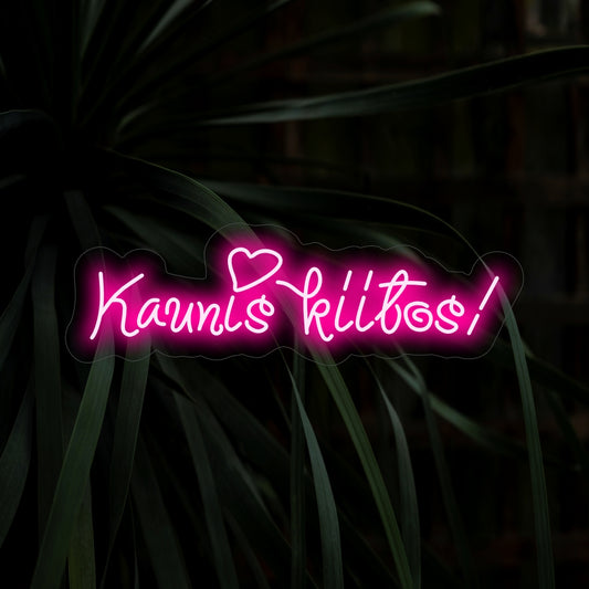 "Kaunis Kiitos! Neon Sign" - Laat je dankbaarheid zien met dit prachtige neonlicht. De warme gloed voegt een vleugje elegantie toe aan ruimtes waar waardering wordt gekoesterd.