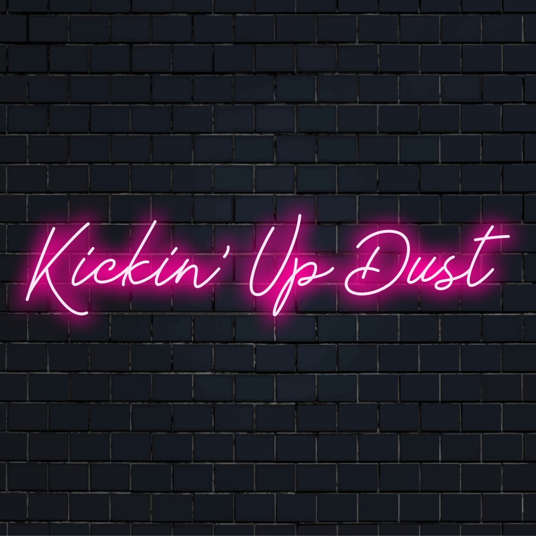 Levendig Kickin' Up Dust LED-neonbord, perfect voor opvallende wanddecoratie; een op maat gemaakt stuk dat elke ruimte opfleurt met energie.