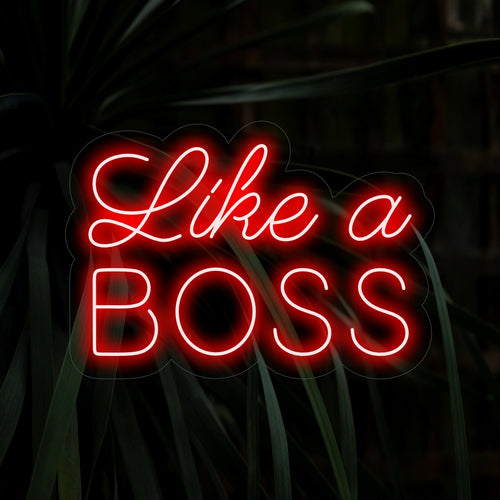 "Like a Boss Neon Sign" is een gedurfde en krachtige toevoeging voor ruimtes die zelfvertrouwen uitstralen. Verlicht met gezag!