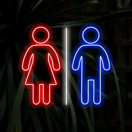"Neonreclame voor toiletten voor mannen en vrouwen" is een praktische en essentiële aanvulling voor toiletten en zorgt voor een duidelijke en stijlvolle bewegwijzering. Verlicht met gemak in het toilet!