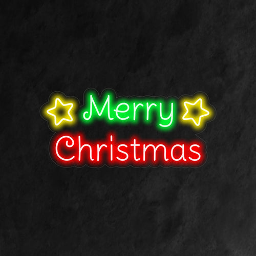 "Merry Christmas With Stars Neon Sign" is een schitterende en feestelijke toevoeging aan uw feestelijke interieur. Een neonlamp die de schittering van sterren naar de kerstviering brengt.
