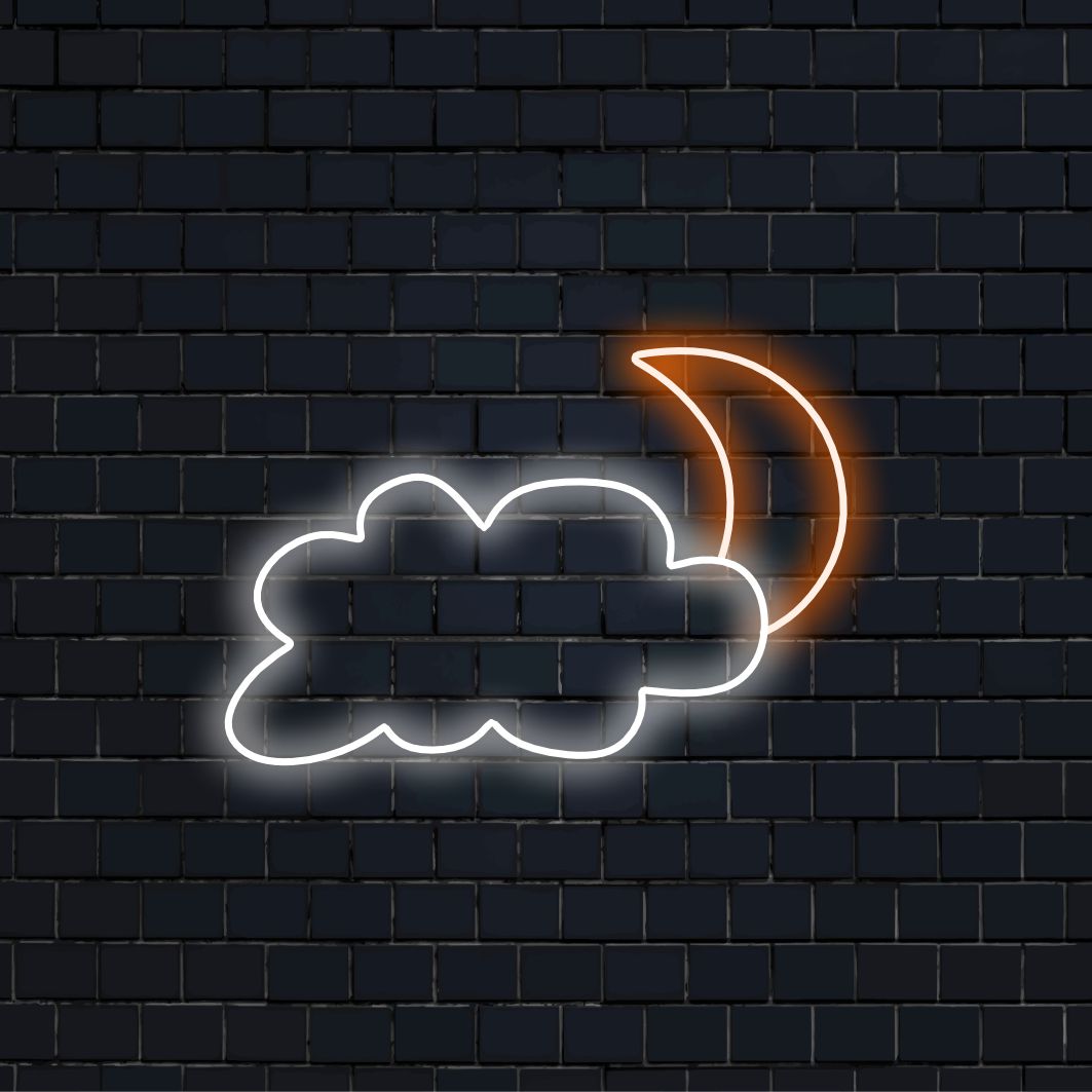 "Moon and Cloud Neon Sign" is een dromerige en sfeervolle toevoeging voor ruimtes die een vleugje hemelse charme zoeken. Verlicht met nachtelijke charme!