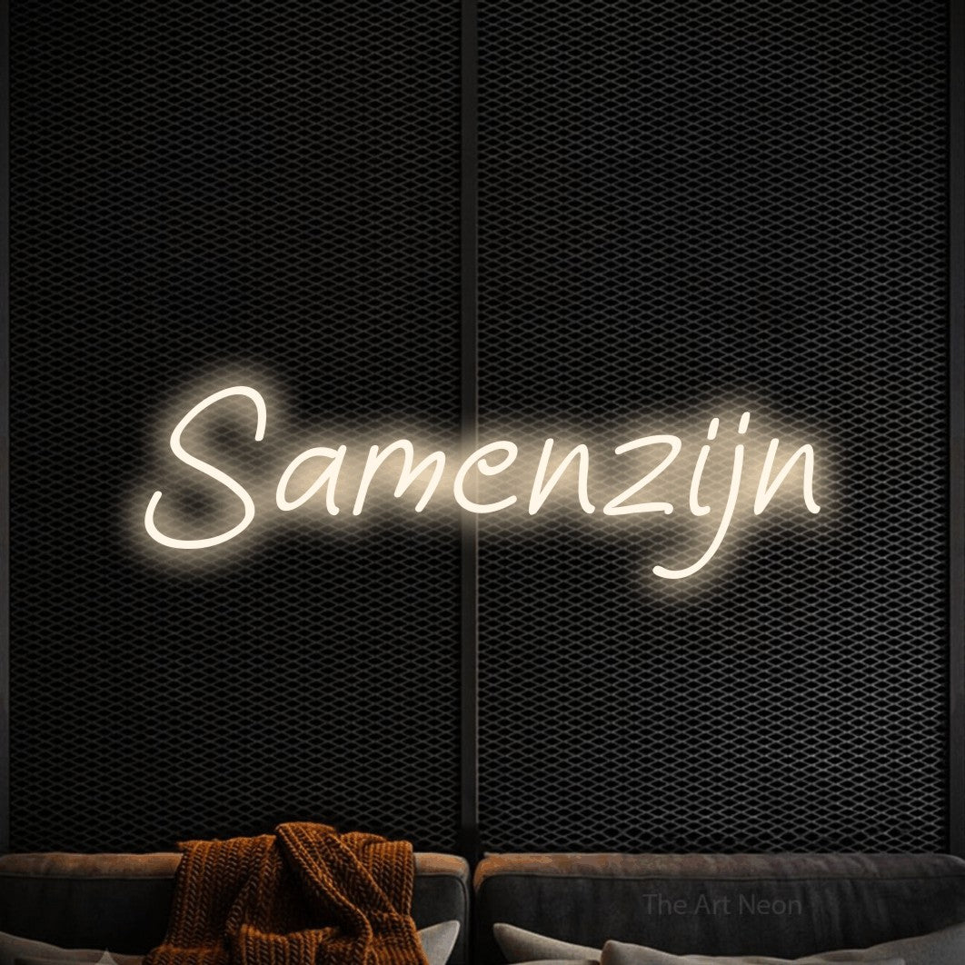 LED neon sign reading “Samenzijn”, arranged in a single line.