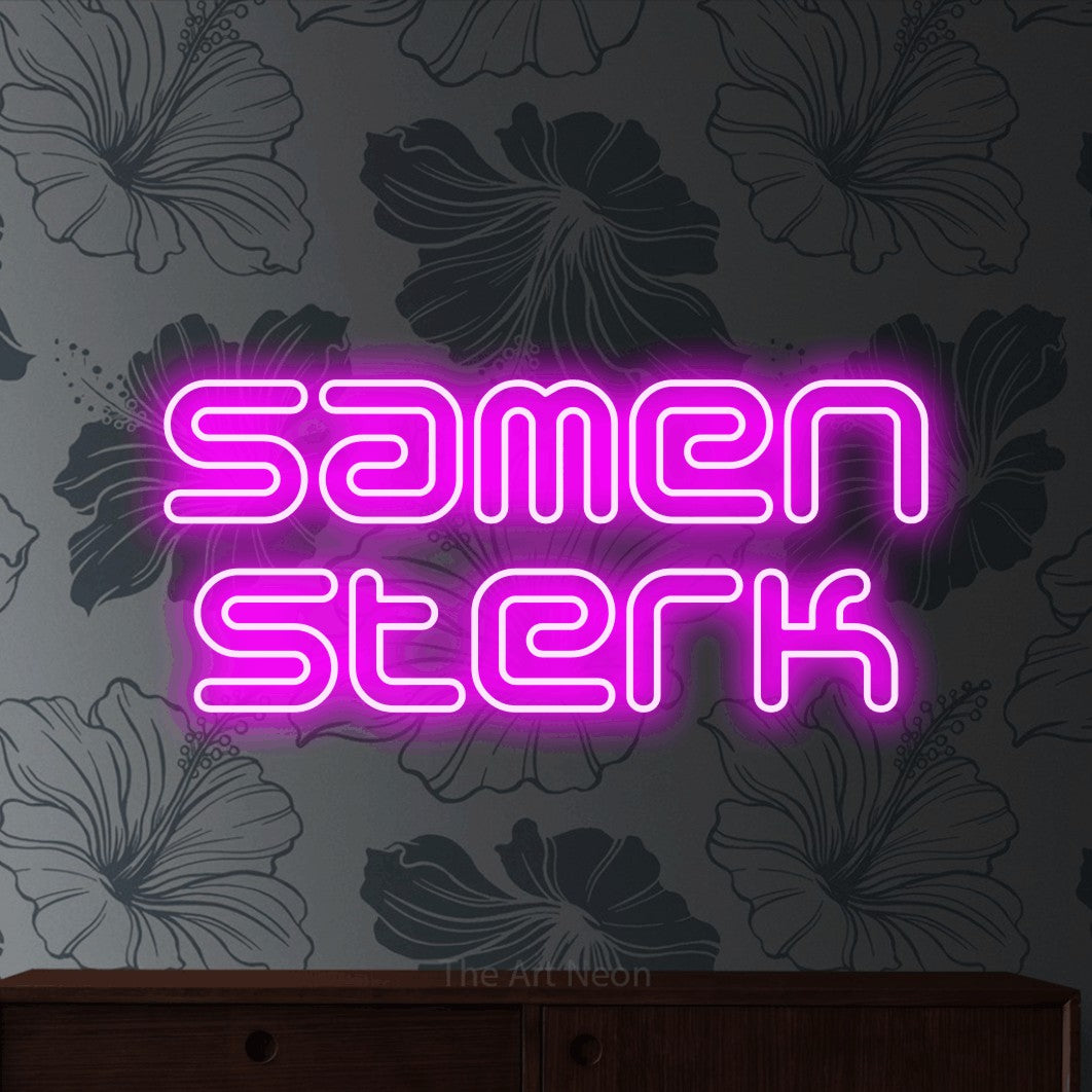 LED neon sign reading “samen sterk”, arranged in 2 lines.