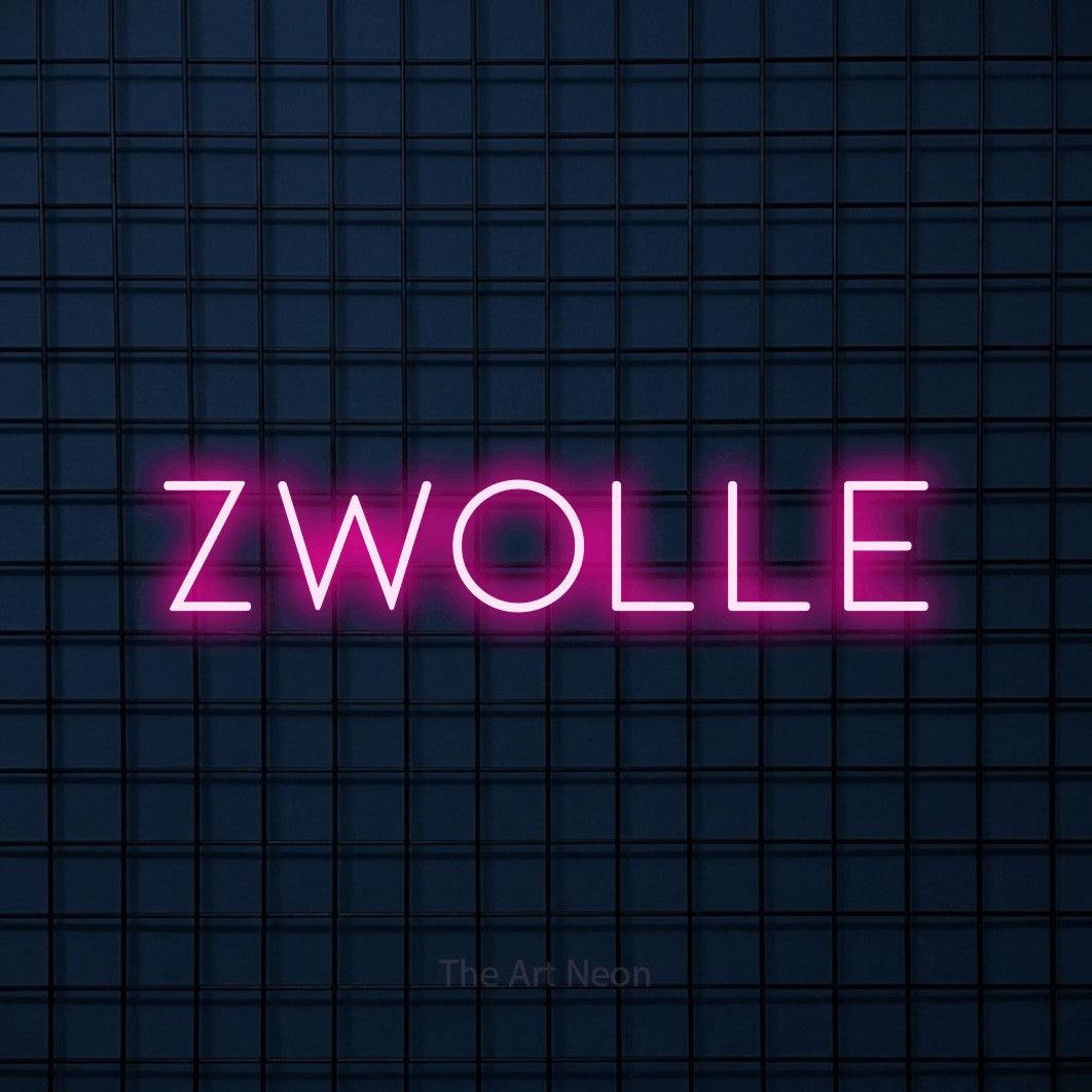 LED neon sign reading “Zwolle”, arranged in a single line.